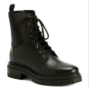 NEW NAPOLEONI BLACK LEATHER COMBAT BOOTS SIZE 8 M 39
